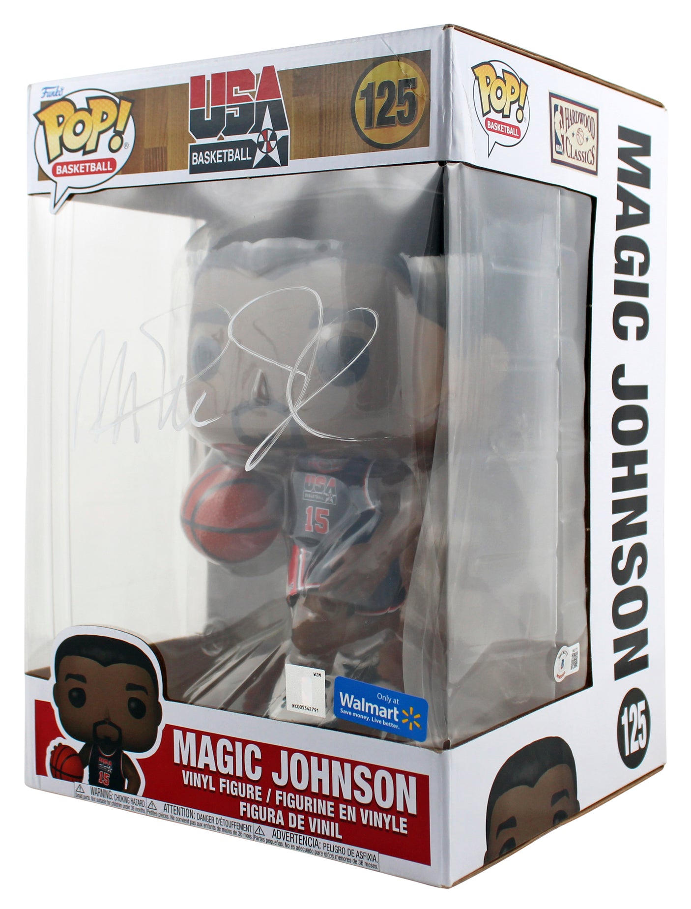 Magic Johnson Signed 10" USA Basketball #125 Funko Pop Figure BAS Wit #W421701