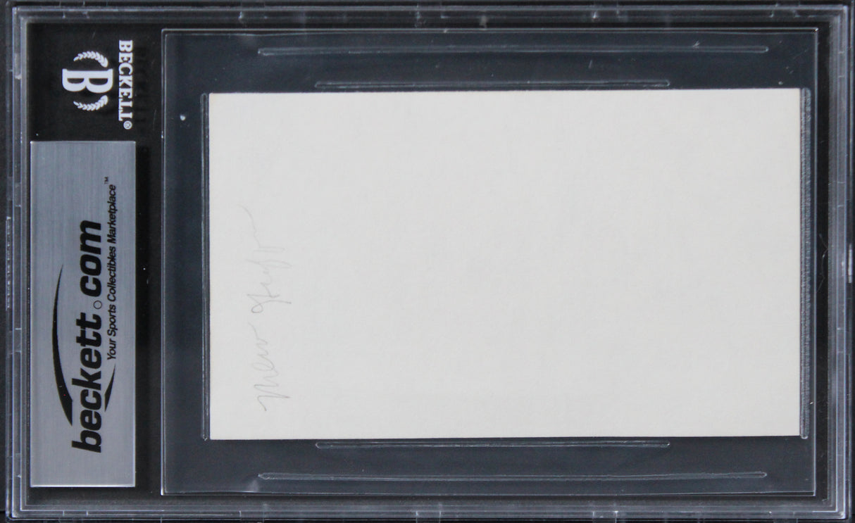 Merv Griffin The Merv Griffin Show Authentic Signed 3x5 Index Card BAS Slabbed 1