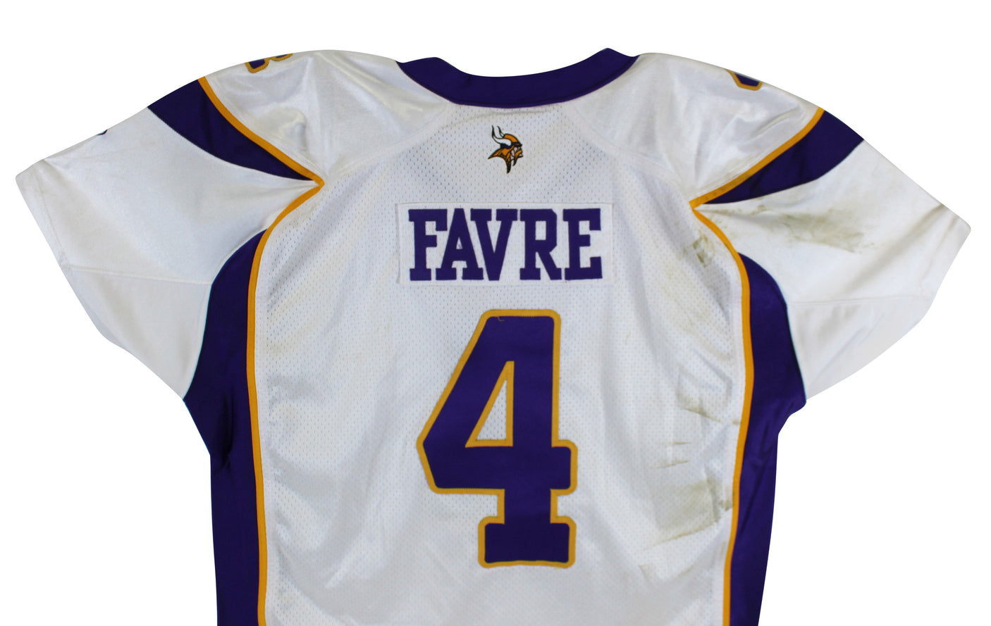 Vikings Brett Favre 2009 Game Used White Reebok Road Jersey Photo Matched
