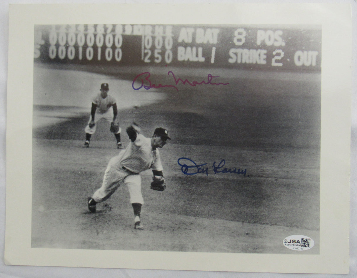 Don Larsen +Billy Martin Signed 8x10 Photo JSA CN60145