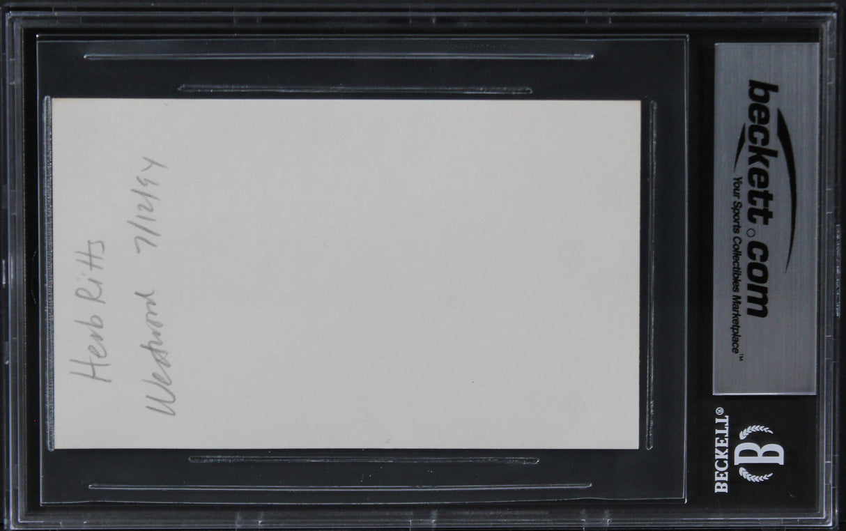 Herb Ritts Photographer Authentic Signed 3x5 Index Card Autographed BAS Slabbed