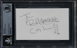 John Rotten Lydon Sex Pistols "Was Here" Signed 3x5 Index Card BAS Slabbed