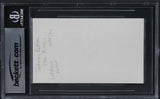 John Rotten Lydon Sex Pistols "Was Here" Signed 3x5 Index Card BAS Slabbed