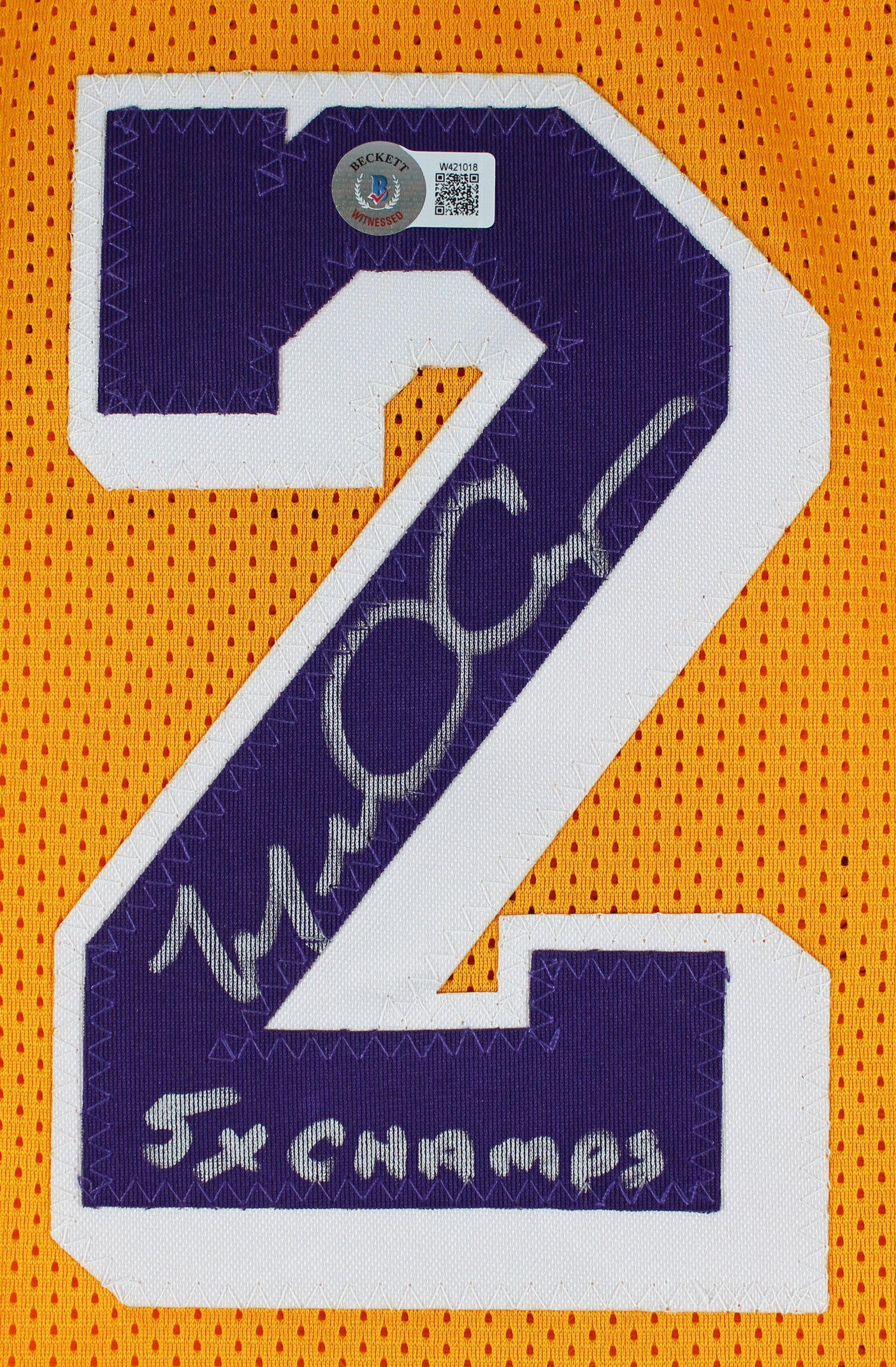 Michael Cooper "5x Champs" Authentic Signed Yellow Pro Style Jersey BAS Witness