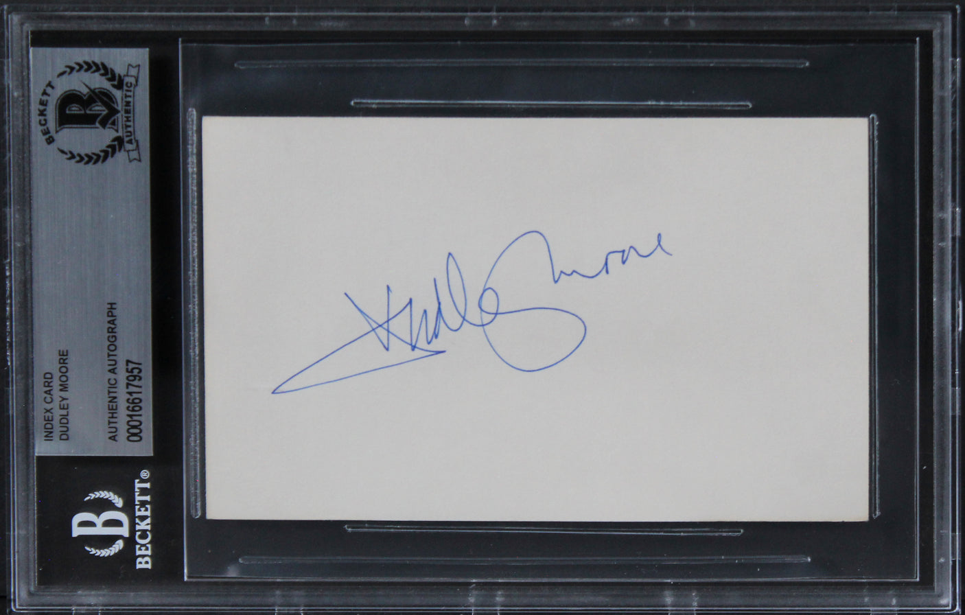 Dudley Moore Arthur Authentic Signed 3x5 Index Card Autographed BAS Slabbed