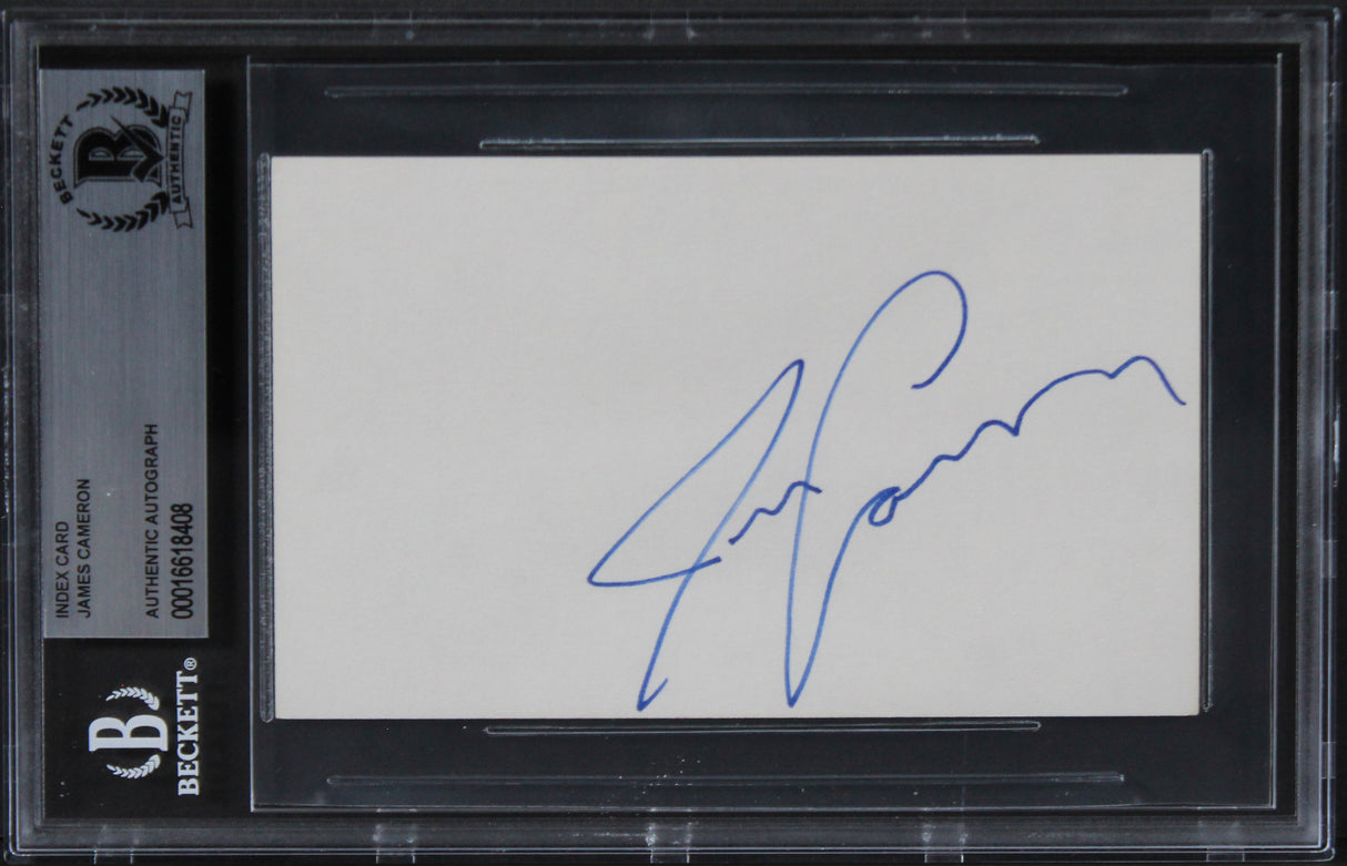 James Cameron Titanic Authentic Signed 3x5 Index Card Autographed BAS Slabbed 1