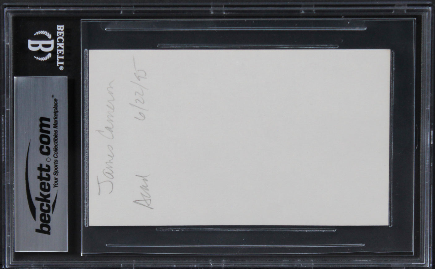 James Cameron Titanic Authentic Signed 3x5 Index Card Autographed BAS Slabbed 1