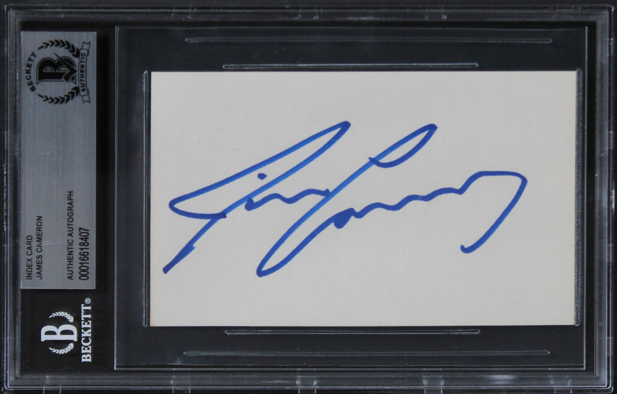 James Cameron Titanic Authentic Signed 3x5 Index Card Autographed BAS Slabbed 3