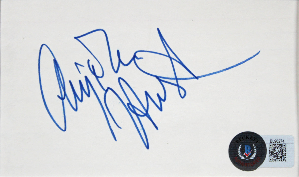 Anjelica Huston The Addams Family Signed Index Card Framed Display BAS