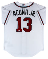 Braves Ronald Acuna Jr. "2018 NL ROY" Signed White Nike Jersey Autographed JSA