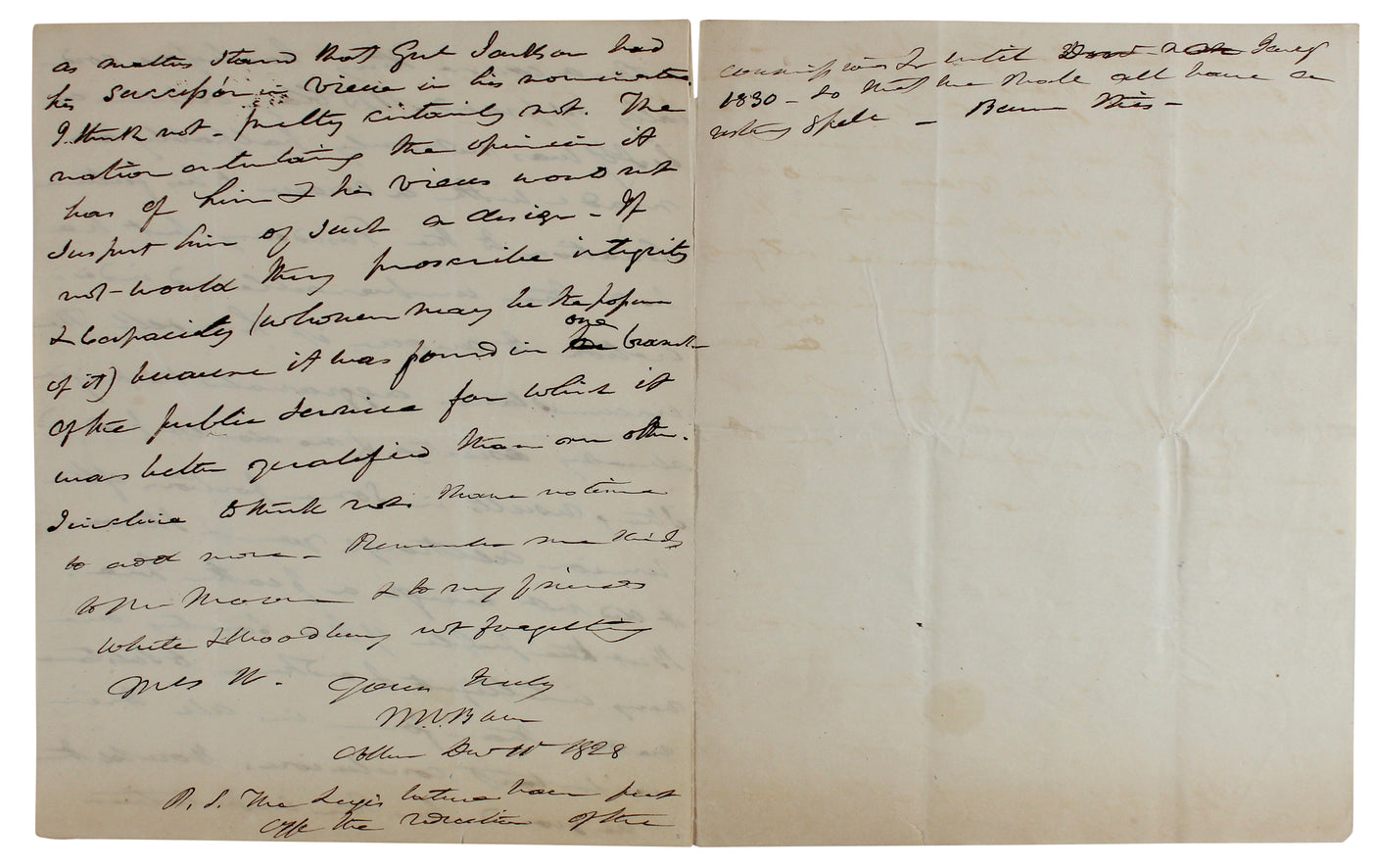 Martin Van Buren Signed 9.75x15.75 1828 2 Page Handwritten Letter BAS #AB77794