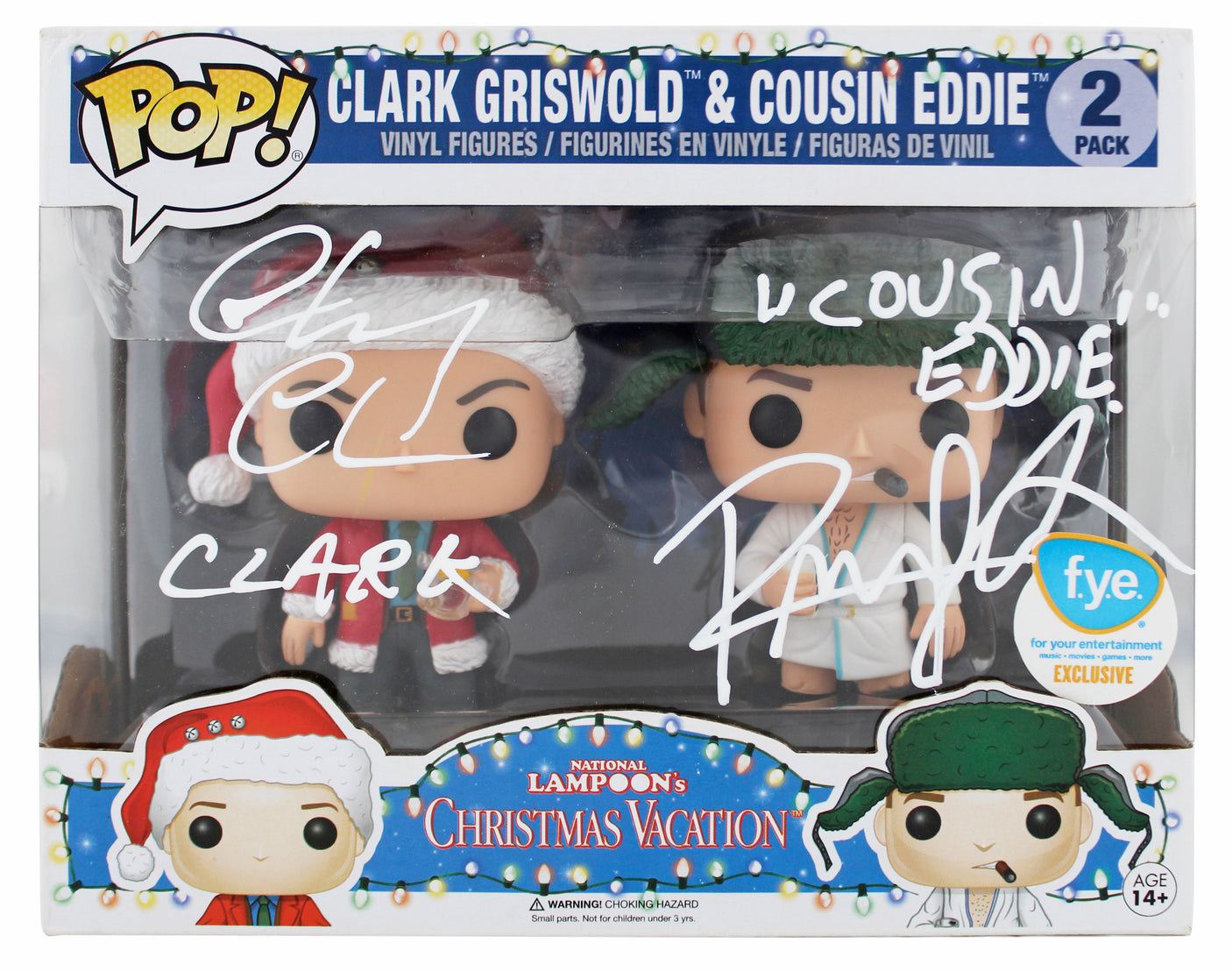 Chevy Chase & Randy Quaid Christmas Vacation Signed Funko Pop Vinyl Figure BAS W
