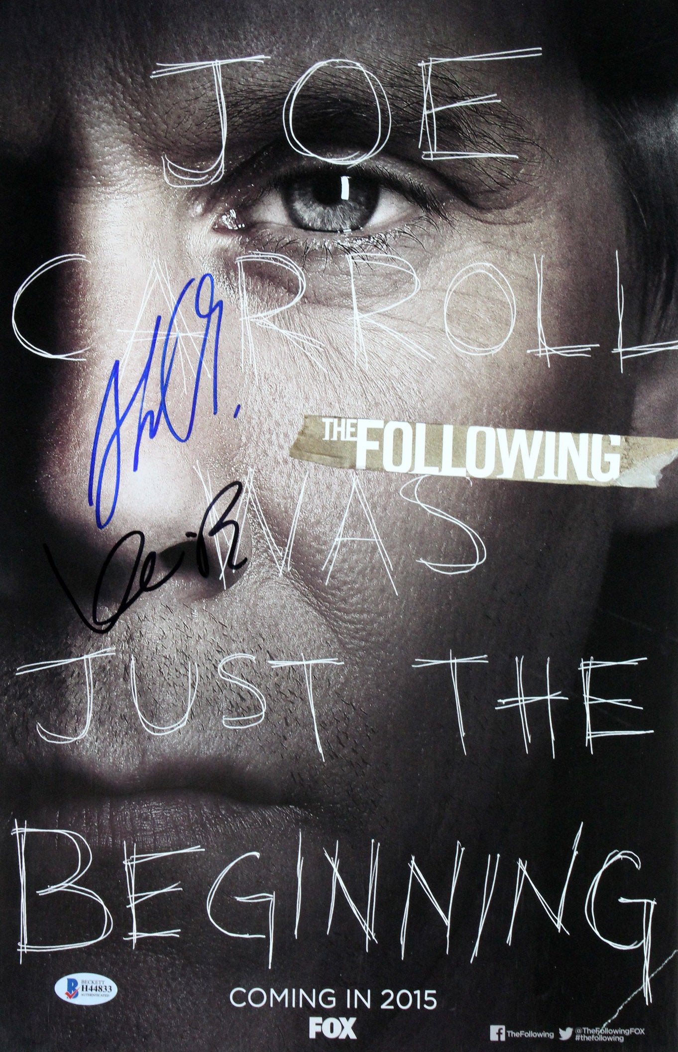 Kevin Bacon & Shawn Ashmore The Following Signed 11x17 Photo BAS #H44833