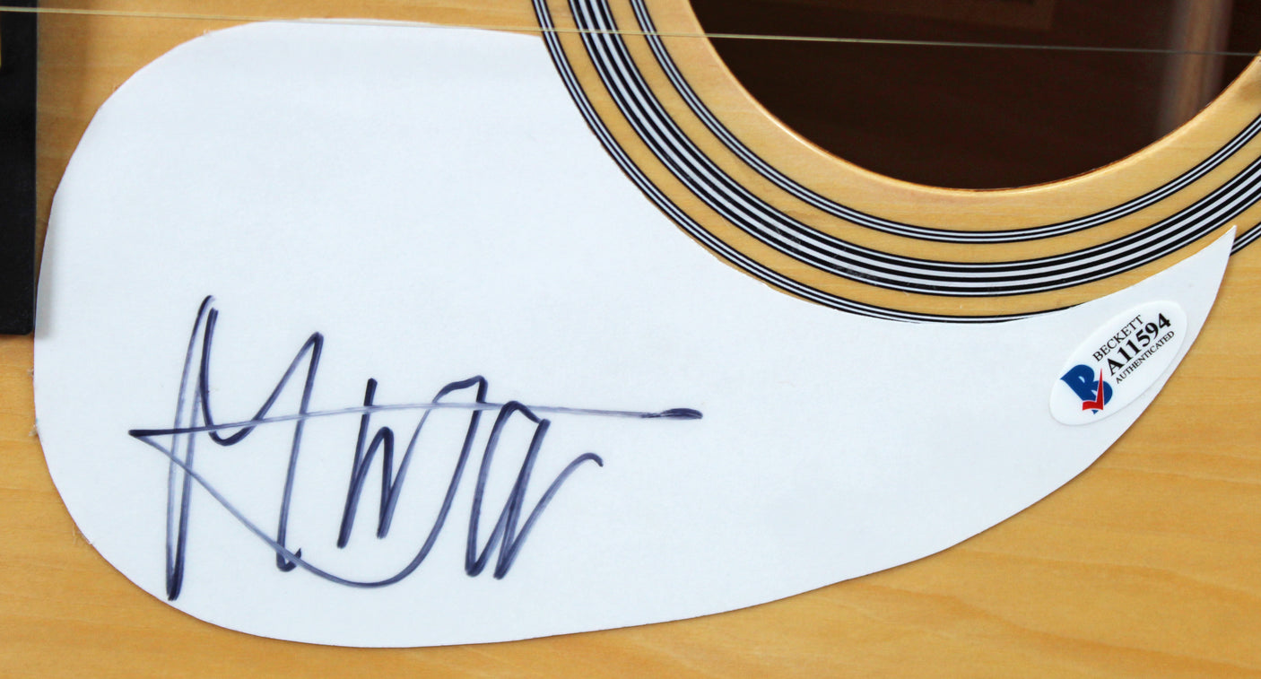 Mick Jagger Rolling Stones Authentic Signed Natural Acoustic Guitar BAS #A11594