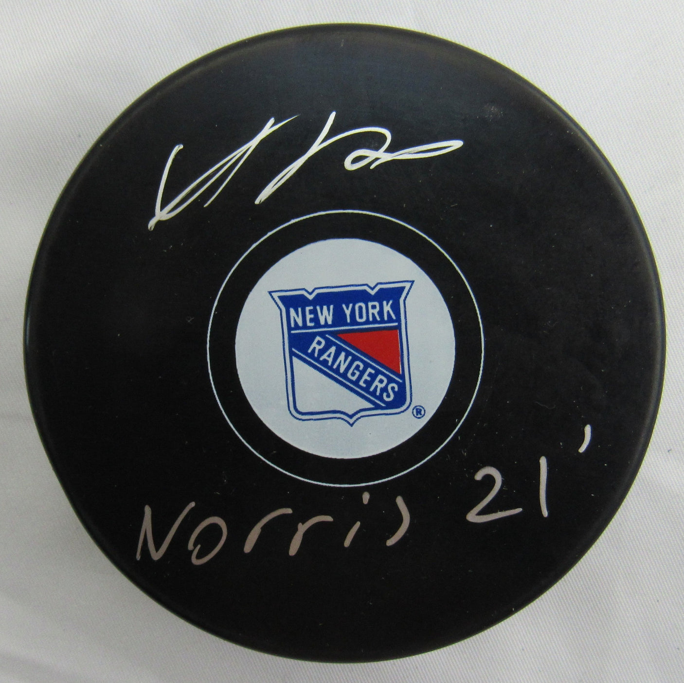 Adam Fox Signed Auto Autograph Rangers Logo Hockey Puck w/ Insc Fanatics Hologram
