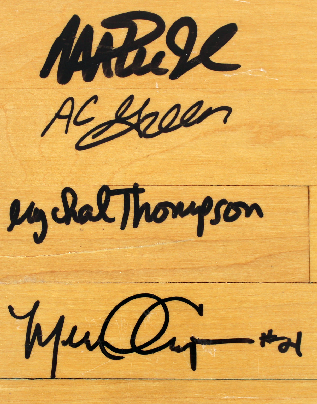 Showtime Lakers (8) Magic, Kareem +6 Signed 8x10 Forum Floorboard PSA & BAS 3