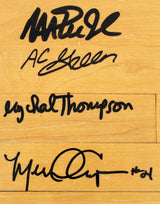 Showtime Lakers (8) Magic, Kareem +6 Signed 8x10 Forum Floorboard PSA & BAS 3