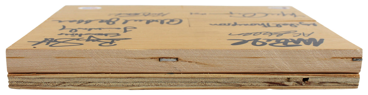 Showtime Lakers (8) Magic, Kareem +6 Signed 8x10 Forum Floorboard PSA & BAS 3