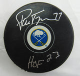 Pierre Turgeon Signed Auto Autograph Sabers Logo Hockey Puck w/ Insc JSA WB635975
