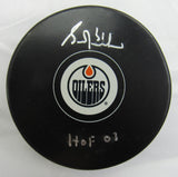 Grant Fuhr Signed Auto Autograph Oilers Logo Hockey Puck w/ Insc JSA WIT697339