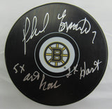 Phil Esposito Signed Auto Autograph Bruins Logo Hockey Puck w/ Insc JSA WB307840