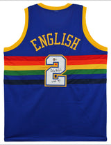 Alex English "HOF 97" Signed Blue TB Pro Style Jersey Autographed BAS Witnessed