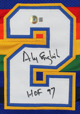 Alex English "HOF 97" Signed Blue TB Pro Style Jersey Autographed BAS Witnessed