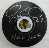 Jeremy Roenick Signed Auto Autograph Blackhawks Logo Hockey Puck w/ Insc Beckett Hologram