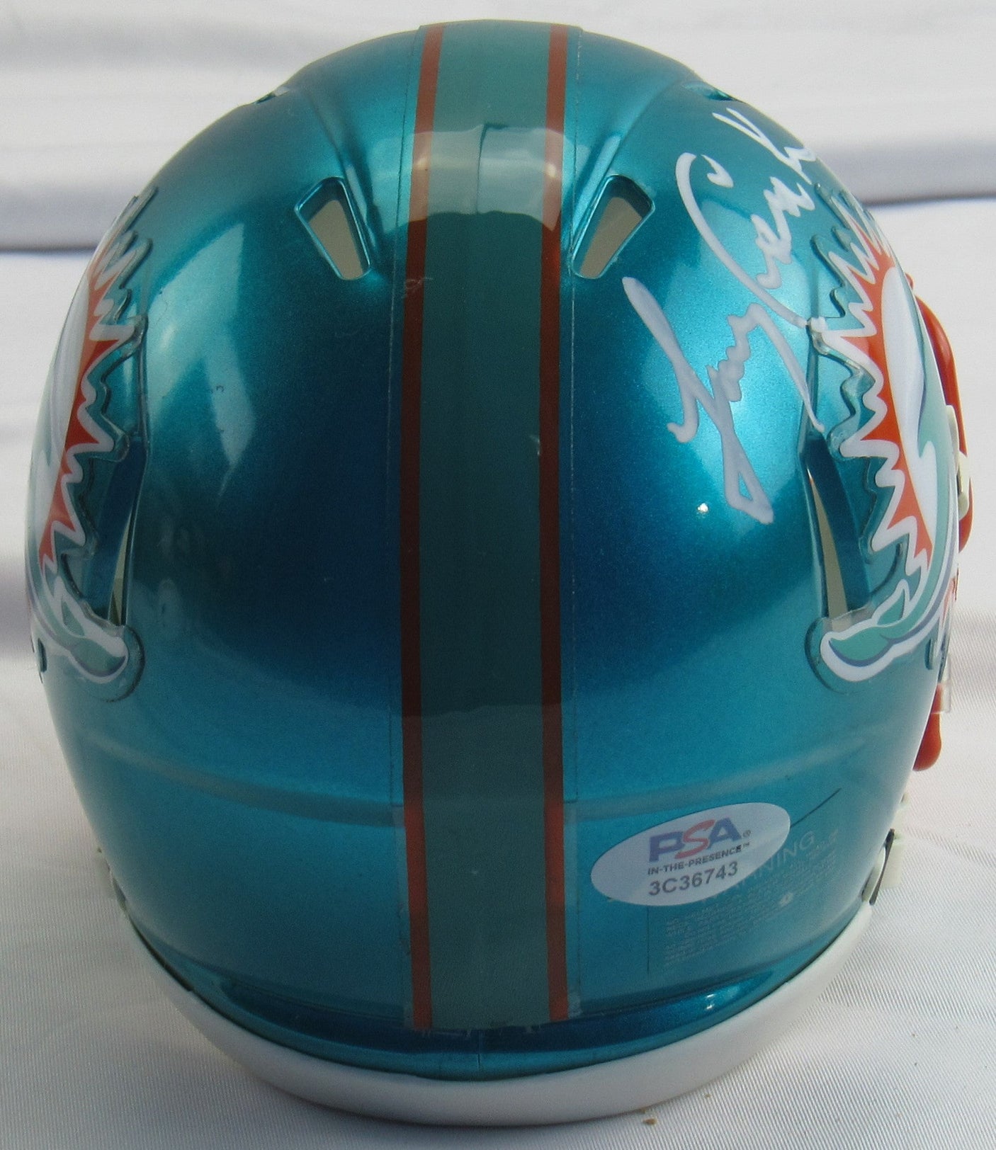 Larry Csonka Signed Auto Autograph Replica Dolphins Mini Helmet PSA COA