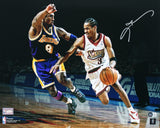 76ers Allen Iverson Authentic Signed 16x20 Vs Kobe Horizontal Photo BAS Witness