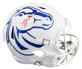Boise State Ashton Jeanty Signed White Full Size Speed Rep Helmet W/ Case BAS W
