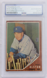 Walter Alston 1962 Topps Signed Auto Encapsulated Baseball Card PSA/DNA