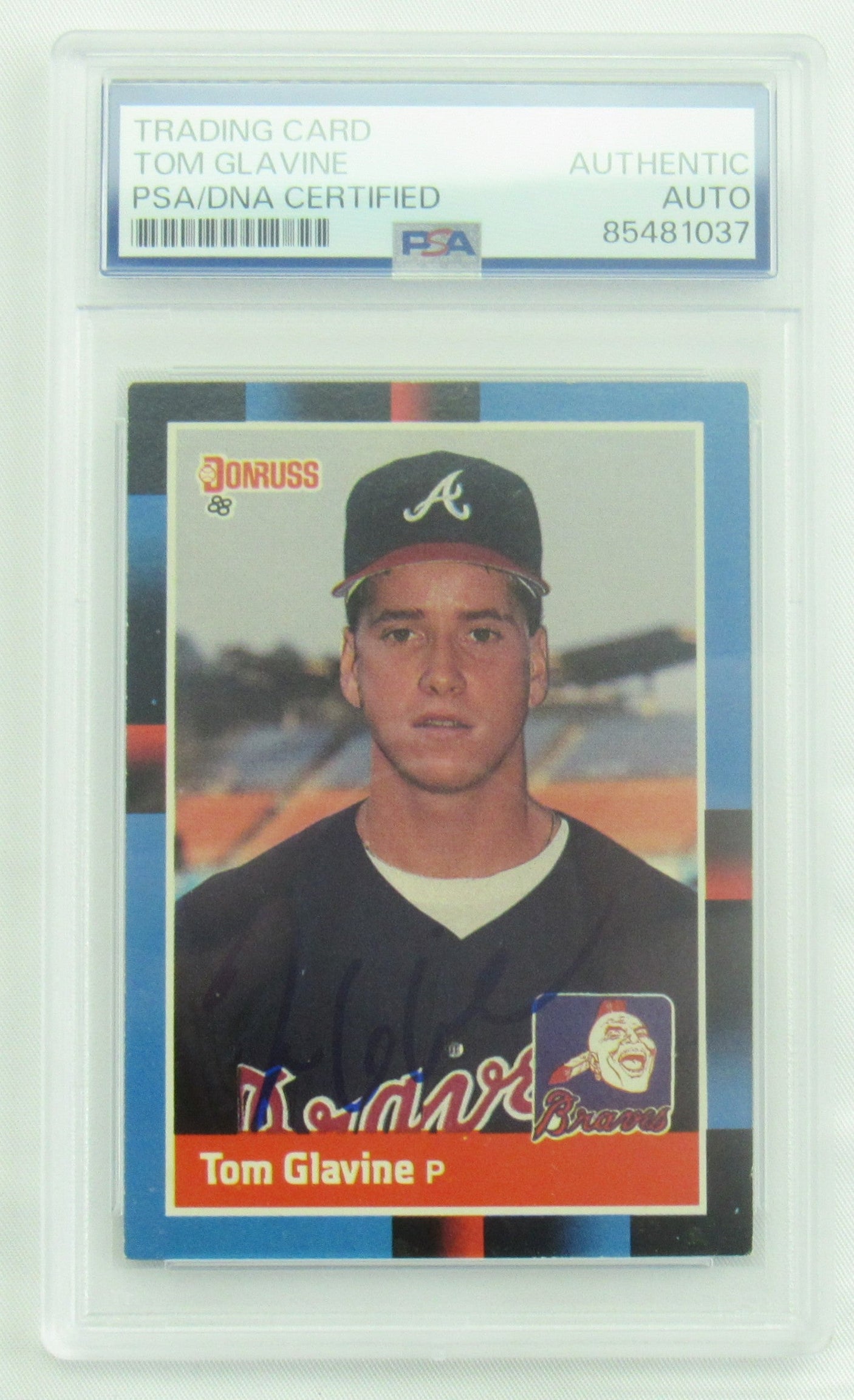 Tom Glavine 1988 Donruss Signed Auto Encapsulated Baseball Card PSA/DNA