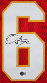 Derrick Johnson Authentic Signed Red Pro Style Framed Jersey BAS Witnessed