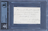 Susan B. Anthony "Vote for Woman Suffrage" Signed 2.5x4 Cut Signature BAS Slab