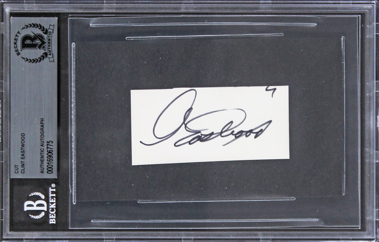 Clint Eastwood Unforgiven Authentic Signed 1.5x3 Cut Signature BAS Slabbed
