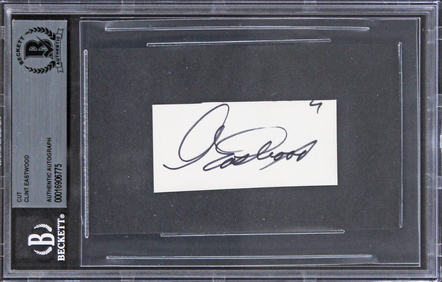 Clint Eastwood Unforgiven Authentic Signed 1.5x3 Cut Signature BAS Slabbed