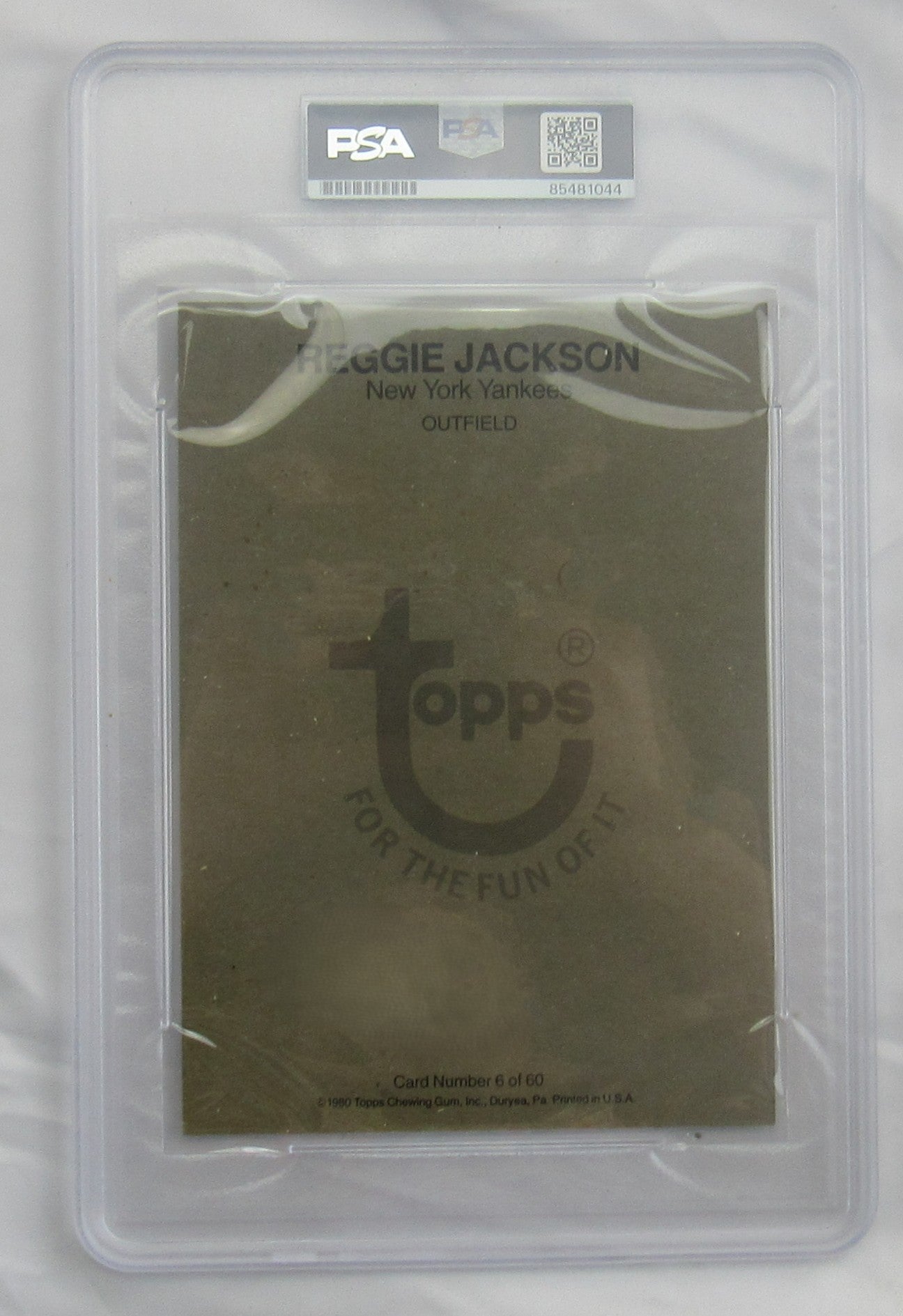 Reggie Jackson 1980 Topps Super Signed Auto Autograph Encapsulated 5x7 Topps Card PSA/DNA