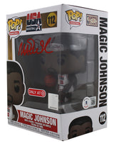 Lakers Magic Johnson Signed USA #112 Funko Pop Vinyl Figure w/ Red Sig BAS Wit