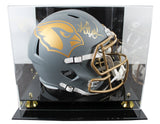 Cardinals Kurt Warner Signed Slate Full Size Speed Rep Helmet W/ Case BAS Wit