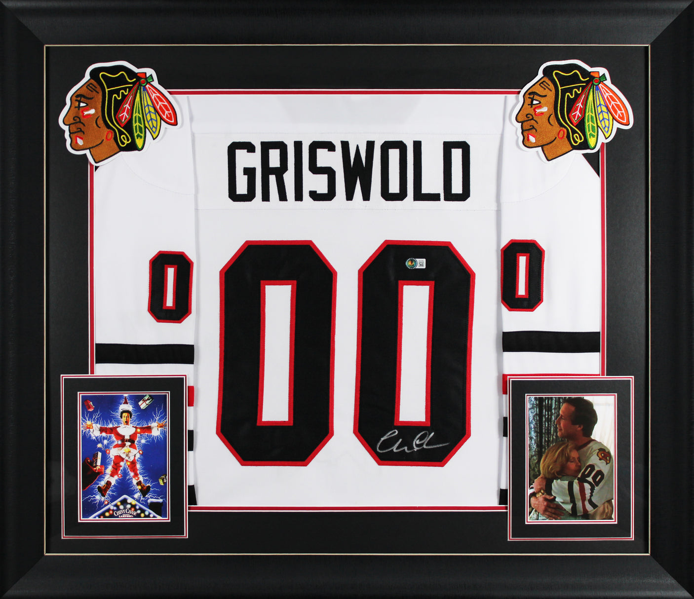 Chevy Chase Christmas Vacation Signed White Santa Clark Framed Jersey BAS Wit 2