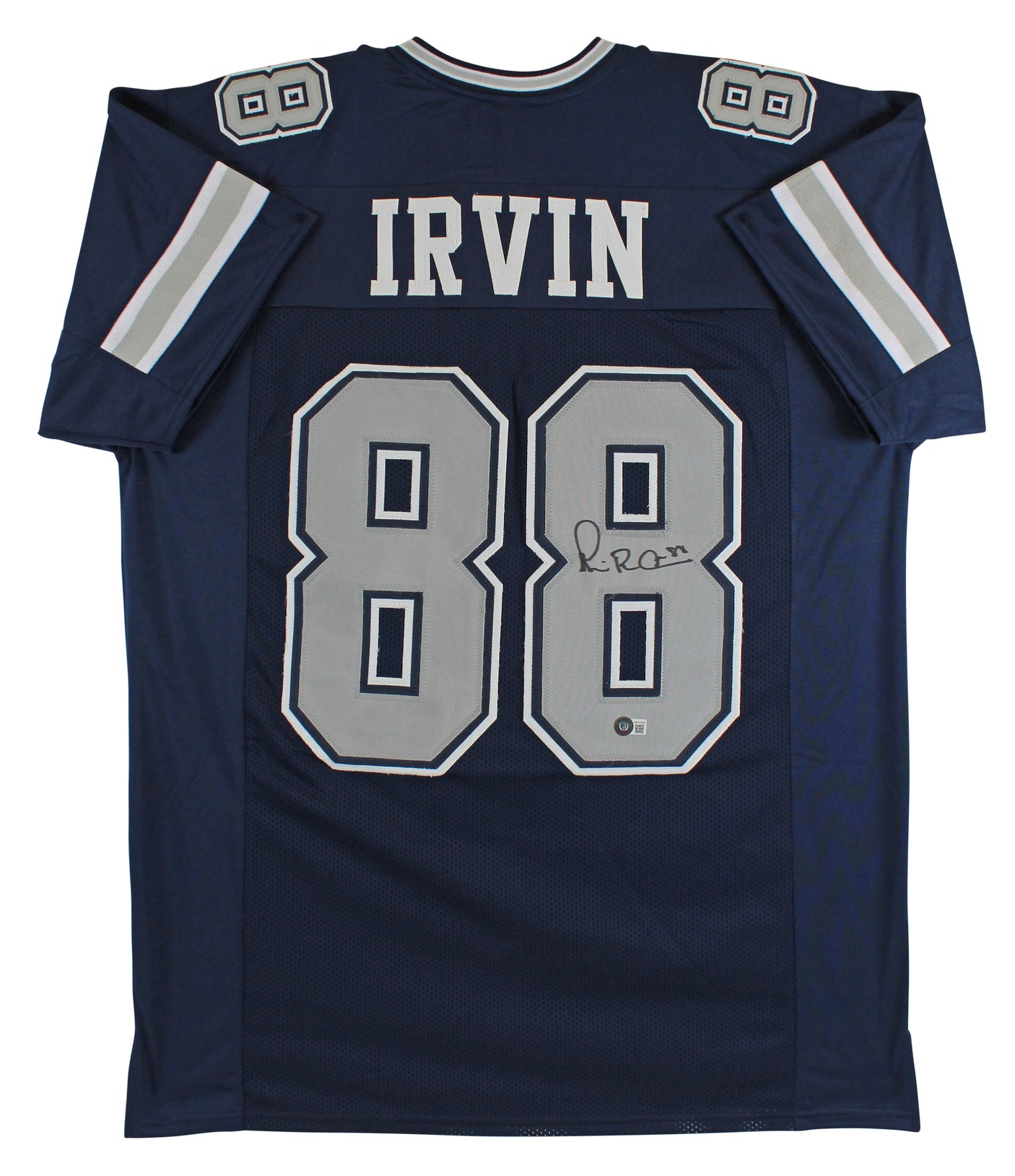 Cowboys Michael Irvin Signed Navy Blue Pro Style Jersey w/ Grey #s BAS Witnessed