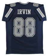 Cowboys Michael Irvin Signed Navy Blue Pro Style Jersey w/ Grey #s BAS Witnessed