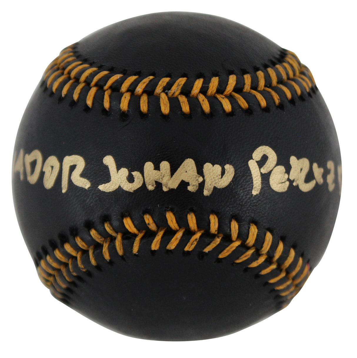 Royals Salvador Johan Perez DIaz Full Name Signed Black Oml Baseball BAS Witness
