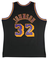 Lakers Magic Johnson Authentic Signed Black M&N HWC Swingman Jersey BAS Witness