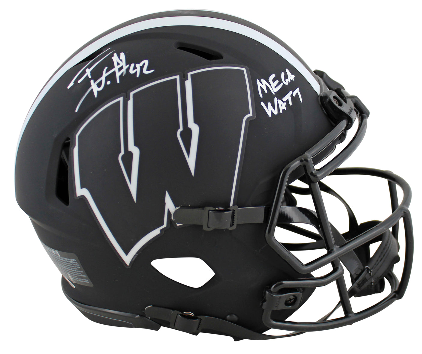 Wisconsin T.J. Watt Mega Watt Signed Eclipse Full Size Speed Proline Helmet BAS
