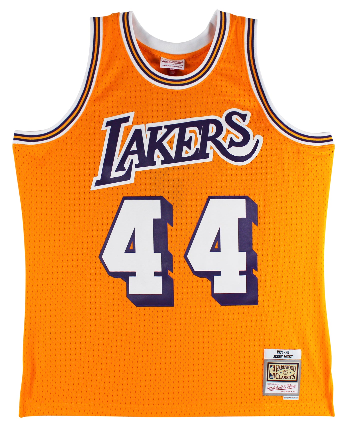 Lakers Jerry West Yellow 1971-72 Mitchell & Ness HWC Swingman Jersey Un-signed