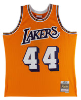 Lakers Jerry West "3x Inscribed" Signed Yellow M&N HWC Swingman Jersey BAS