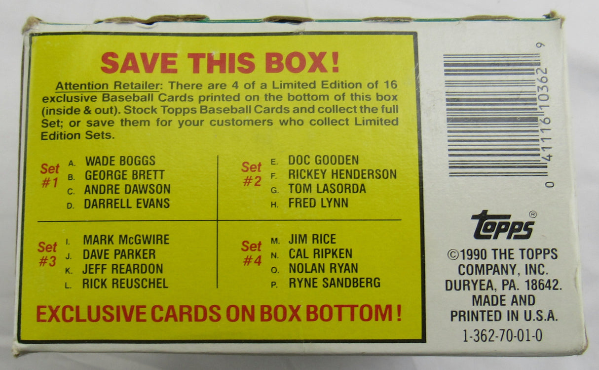 1990 Topps 36ct Baseball Wax Box