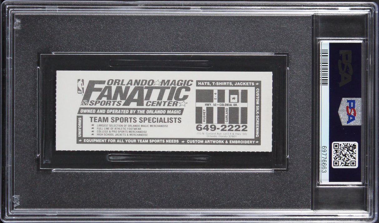 Magic Shaquille O'Neal "NBA Debut" Signed 1992 Ticket Stub Auto 10! PSA Slabbed